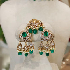 Chavvi Polki Choker Set (Emerald green)