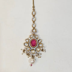 Ria Polki Maangtikka (Ruby Red)