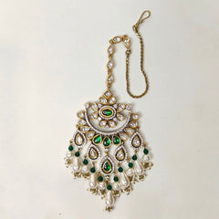 Neetu Polki Maangtikka (Emerald green)