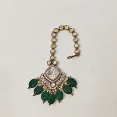 Ela Polki Maangtikka (Emerald green)