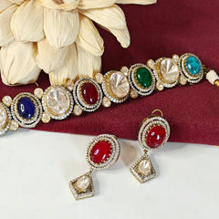 Ahayana navrattan moissanite choker