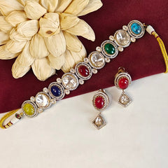 Ahayana navrattan moissanite choker