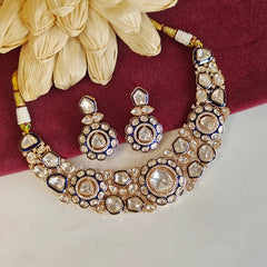 Rivayat Polki Neckline Set (blue)