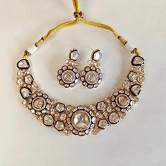 Rivayat Polki Neckline Set (blue)