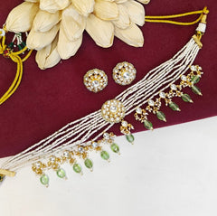 Abhaa Paachi kundan choker (Green, White)