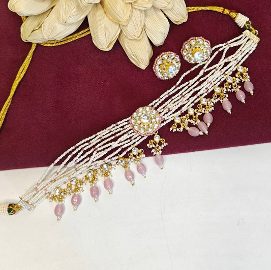 Abhaa Paachi kundan choker (Pink, White)