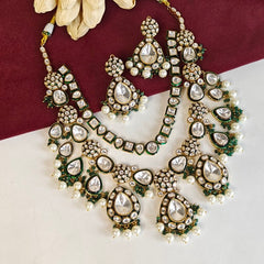 Ahelia Kundan Polki Double Line Set