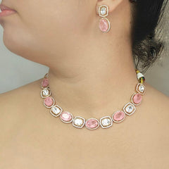 Binti Polki Neckline set (Golden, Pink)