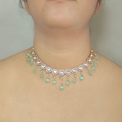 Azeen sea green Polki Set