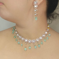 Azeen sea green Polki Set