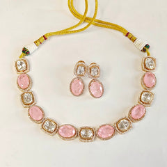 Binti Polki Neckline set (Golden, Pink)