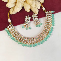 Gauhar mint green Neckline Set