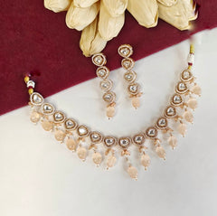 Azeen peach green Polki Set