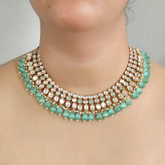 Gauhar mint green Neckline Set