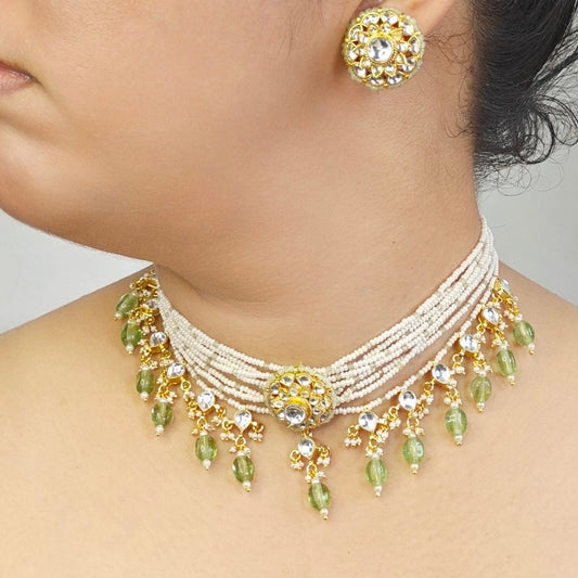 Abhaa Paachi kundan choker (Green, White)