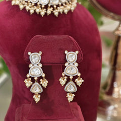 Meera polki choker set (Pearls, White)