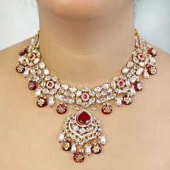 Namrata Polki Necklace Set (Ruby Red)