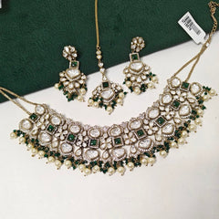 Rehina Green Polki Neckline Set