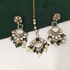 Rehina Green Polki Neckline Set