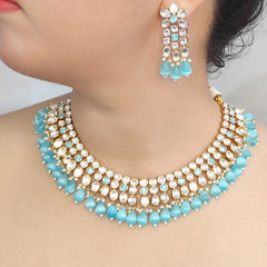 Gauhar Aqua Neckline Set