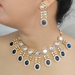 Anurima Royal Blue Polki Set