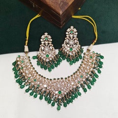 Riwayat Green Polki Neckline Set