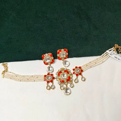 Devika polki choker set (Coral)