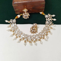 Asin uncut Polki Neckline set