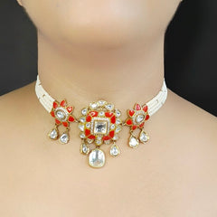 Devika polki choker set (Coral)