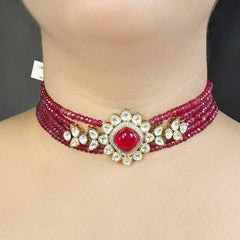 Arunimaa ruby red Choker Set