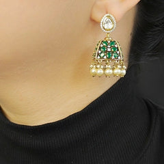 Aditi Polki Jhumka (Emerald green)