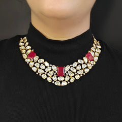 Carol Moissanite necklace set (Golden, Ruby Red)