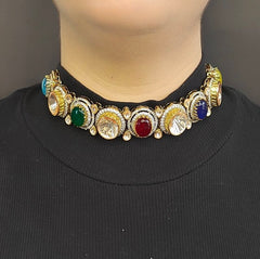 Ahayana navrattan moissanite choker