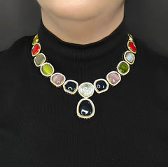 Rashi Multicoloured Polki Set