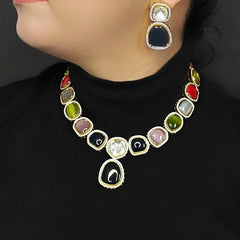 Rashi Multicoloured Polki Set