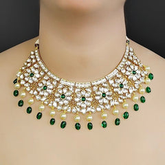 Rakhi Polki Choker Set green