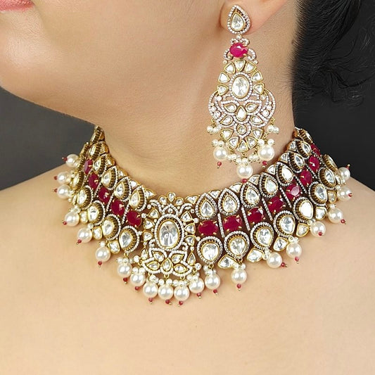 Adheera polki neckline set