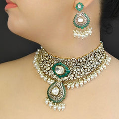 Bramhi polki neckline set