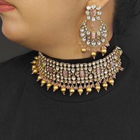 Ibadat Pink Polki Set