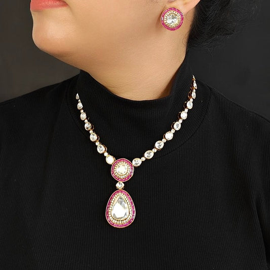 Aapsara Moissanite Polki Necklace set