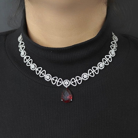 Charu AD Necklace Set (Blue)