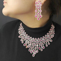 Mia Ruby Red Rose neckline set