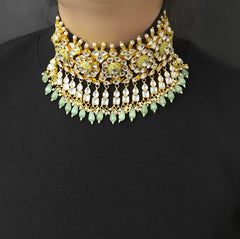 Deepika Mint Green Kundan Set