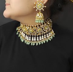 Deepika Mint Green Kundan Set