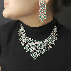 Mia Emerald Green neckline set rose