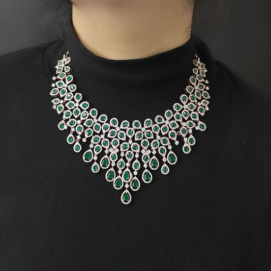 Mia Emerald Green neckline set rose