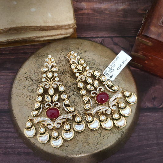 Ramada Kundan Earrings Maroon