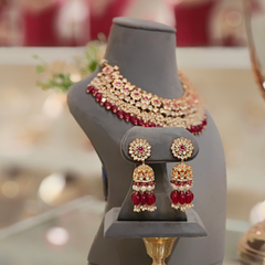 Aarvi Polki Necklace Set (Marron)