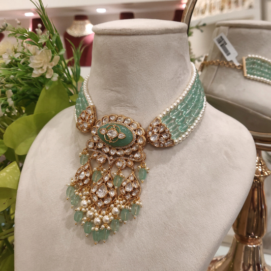 Aaryash Mint Polki Set