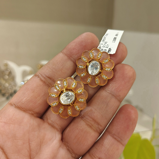 Padma Peach Polki Studs